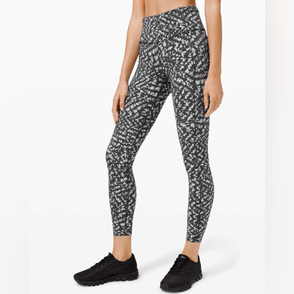 Lululemon Fast and Free Tight II 25" *Nulux in Pace Lace Graphite Grey Multi